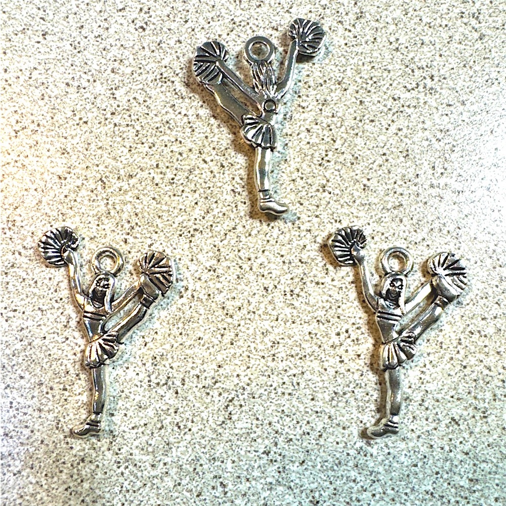 10 pieces Girl Cheerleader Charms for jewelry making, keychains, and more!